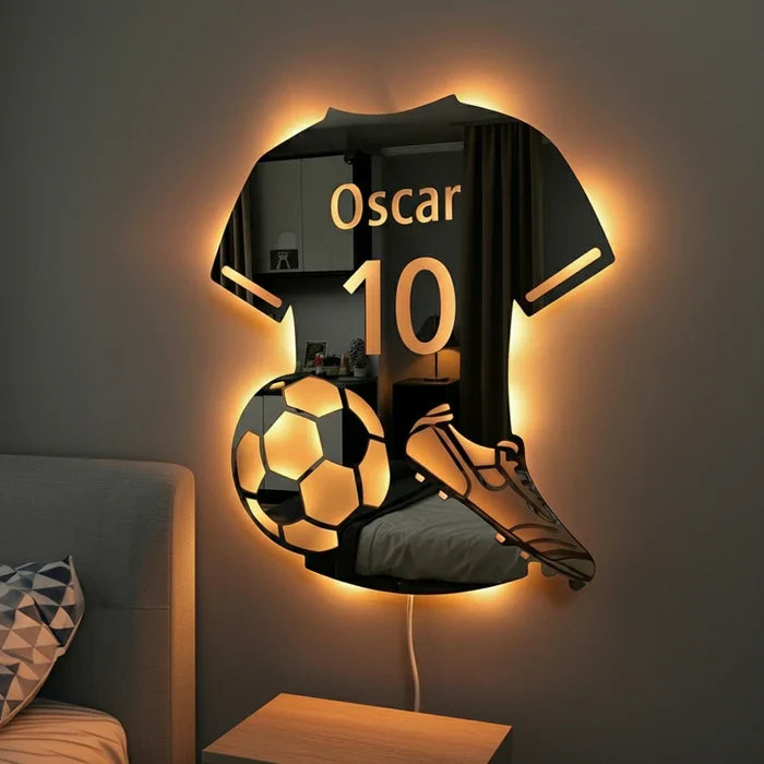 LumiSoccer | Lampe Miroir Soccer Personnalisée LED