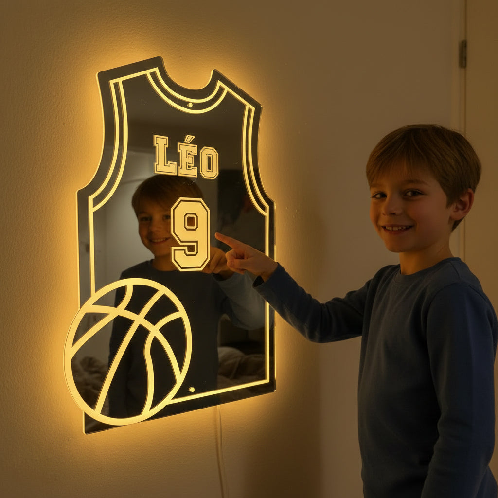 LumiBasket | Gepersonaliseerde LED-basketbalspiegel