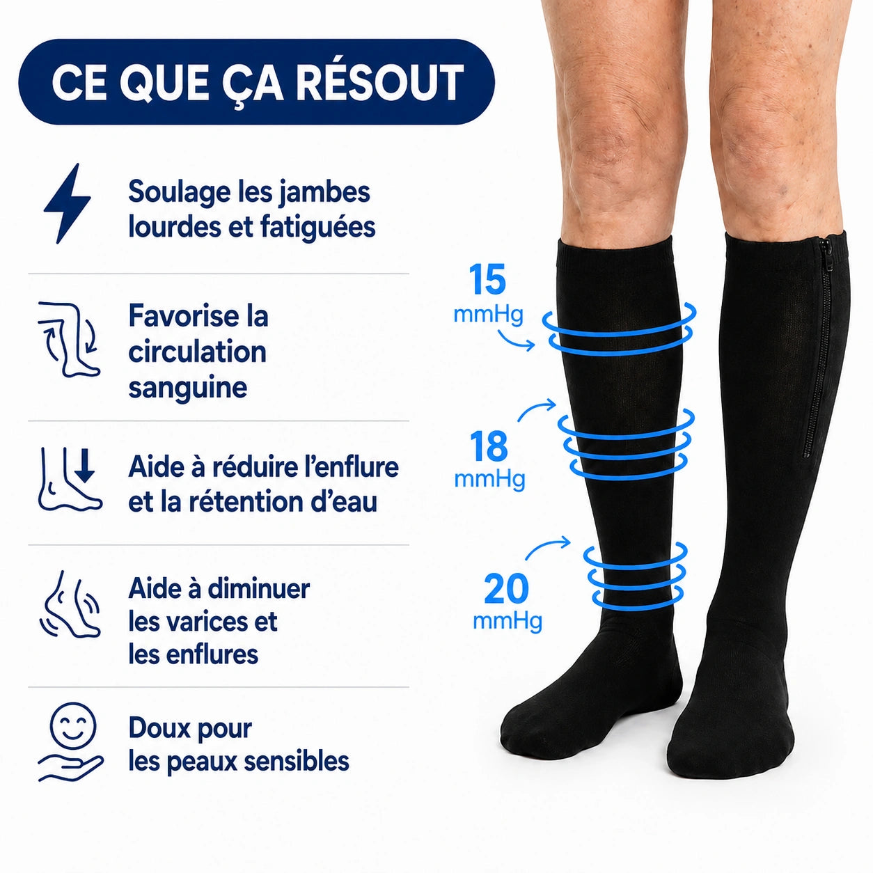 Bas de compression à fermeture éclair Osmolia™