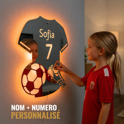 LumiSoccer | Lampe Miroir Soccer Personnalisée LED